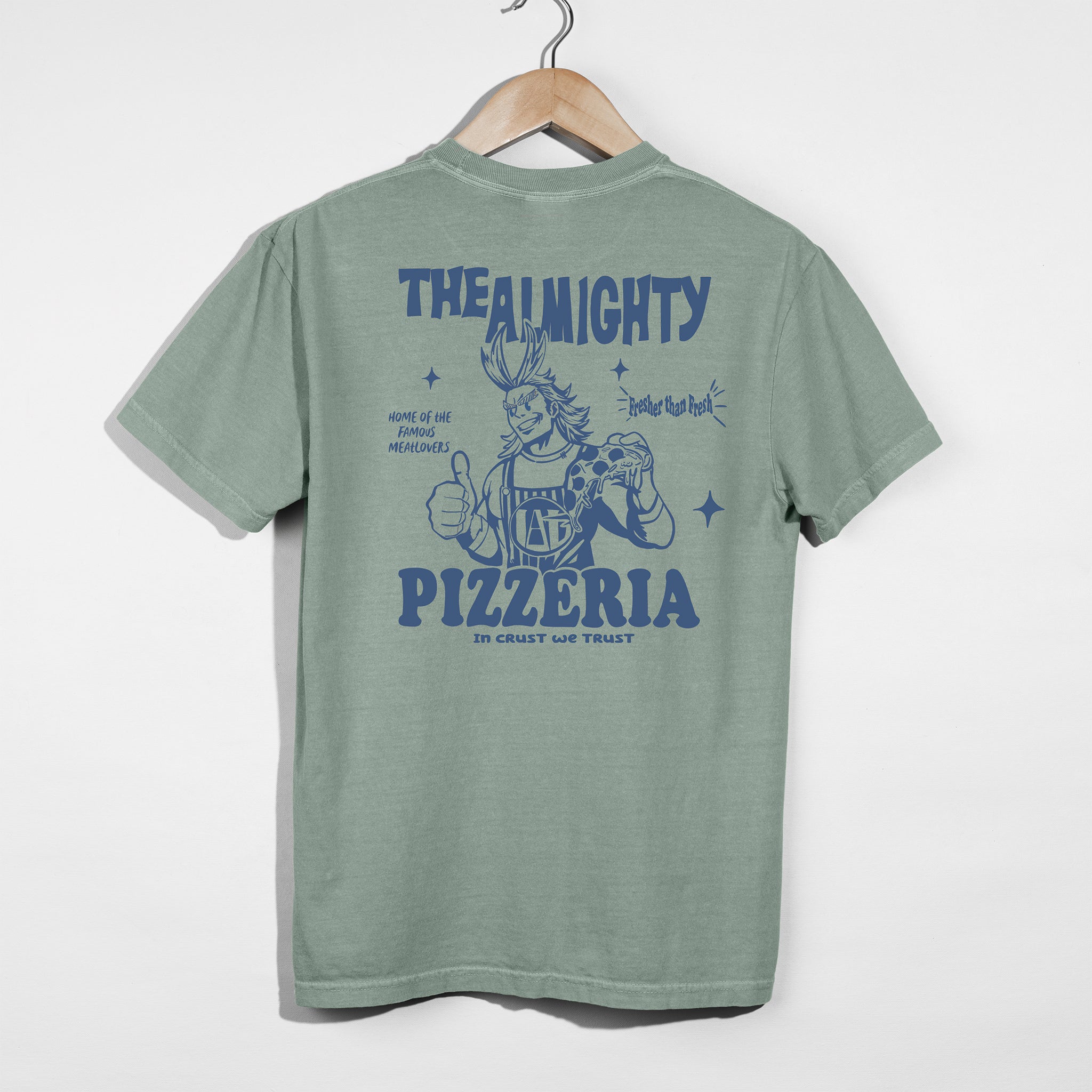 All Might Pizzeria Anime Shirt - Blue Edition