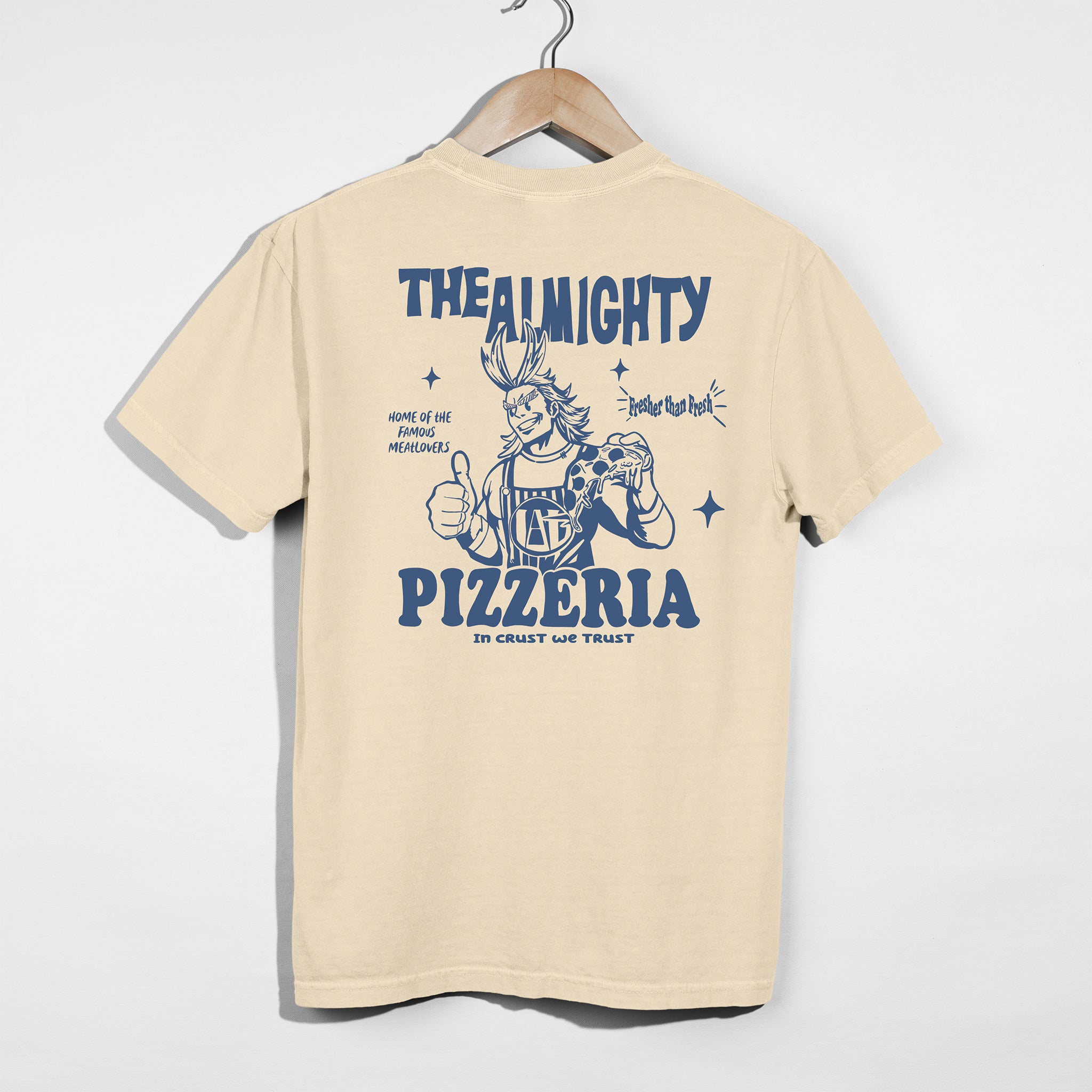 All Might Pizzeria Anime Shirt - Blue Edition