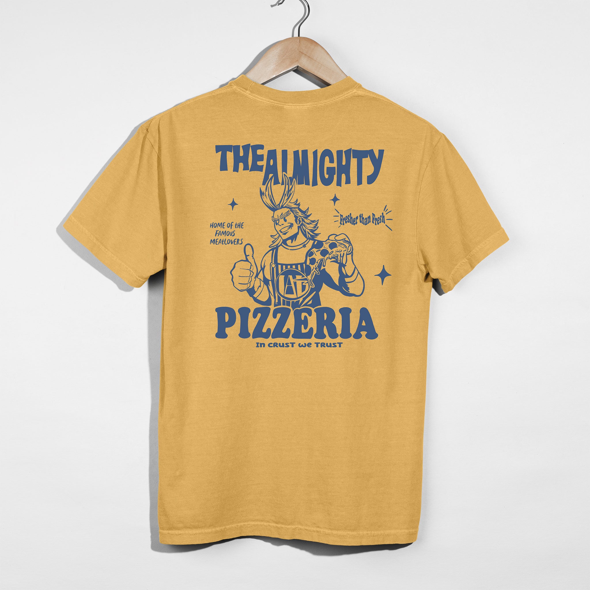 All Might Pizzeria Anime Shirt - Blue Edition