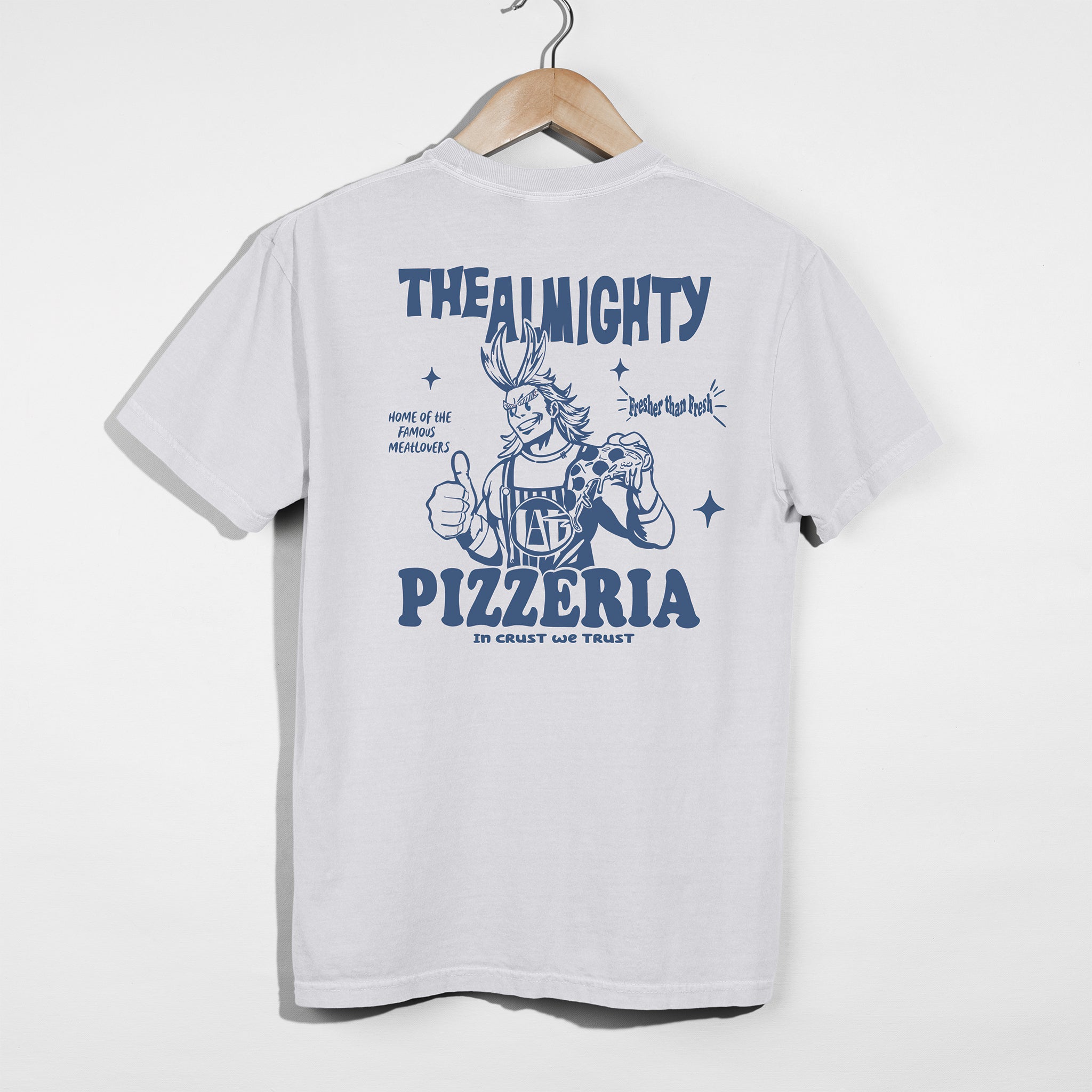 All Might Pizzeria Anime Shirt - Blue Edition
