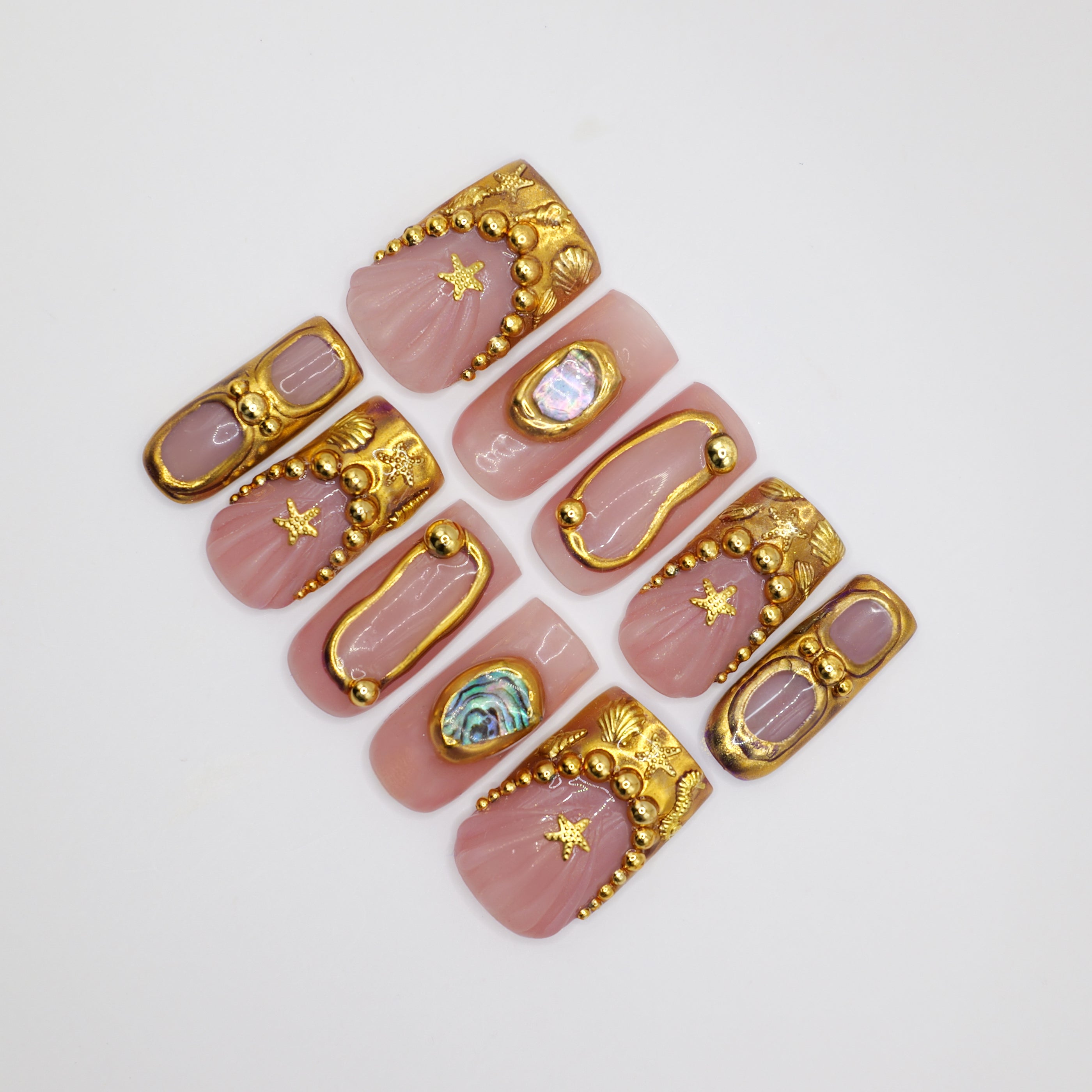 Mermaid Luxe Press-Ons - Almond