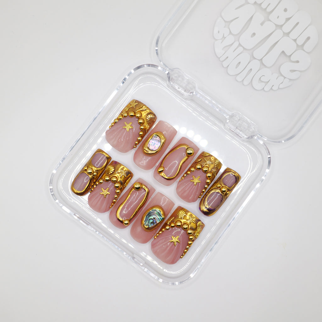 Mermaid Luxe Press-Ons - Almond
