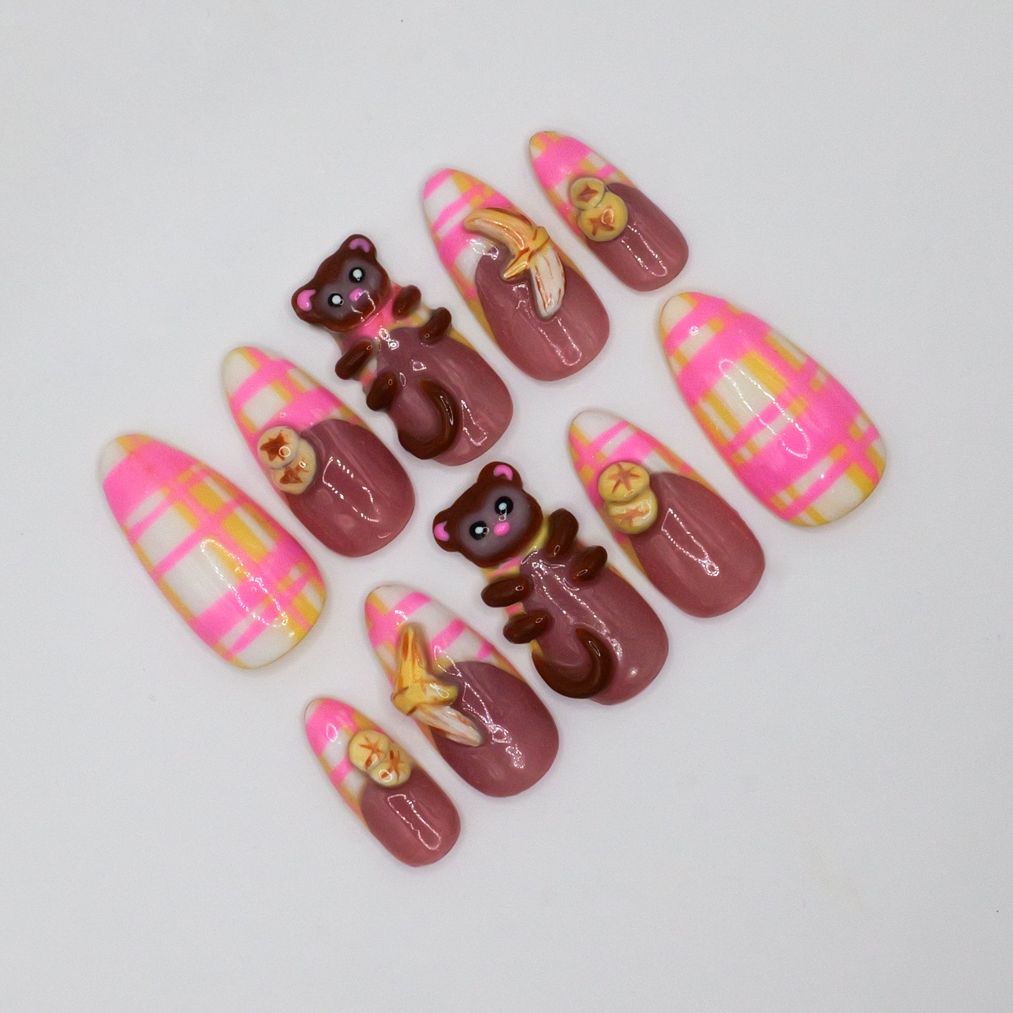Banana Monkey Press Ons - Almond