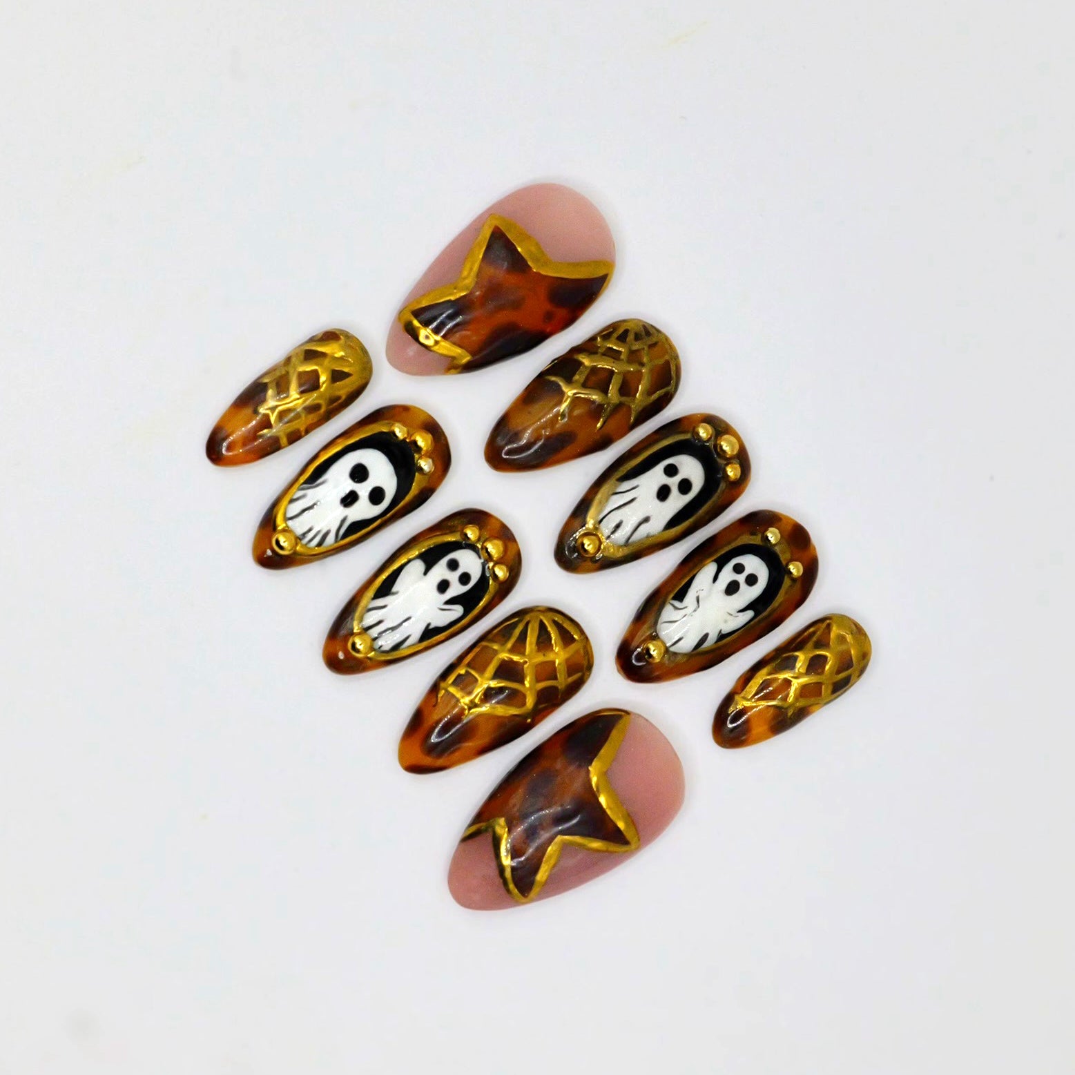 Golden Ghoul Glam Press-Ons - Almond
