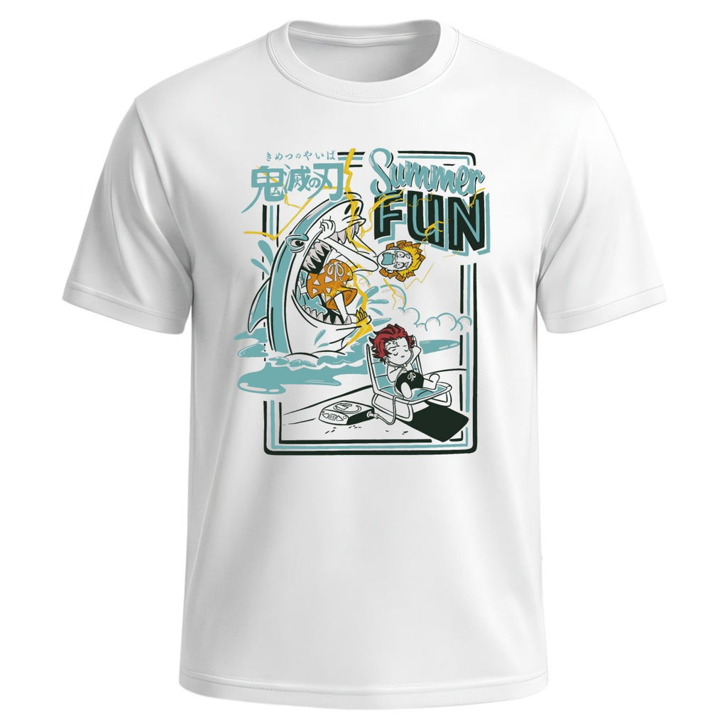 Tanjiro Zenitsu Beach Day Shirt - Aqua Edition