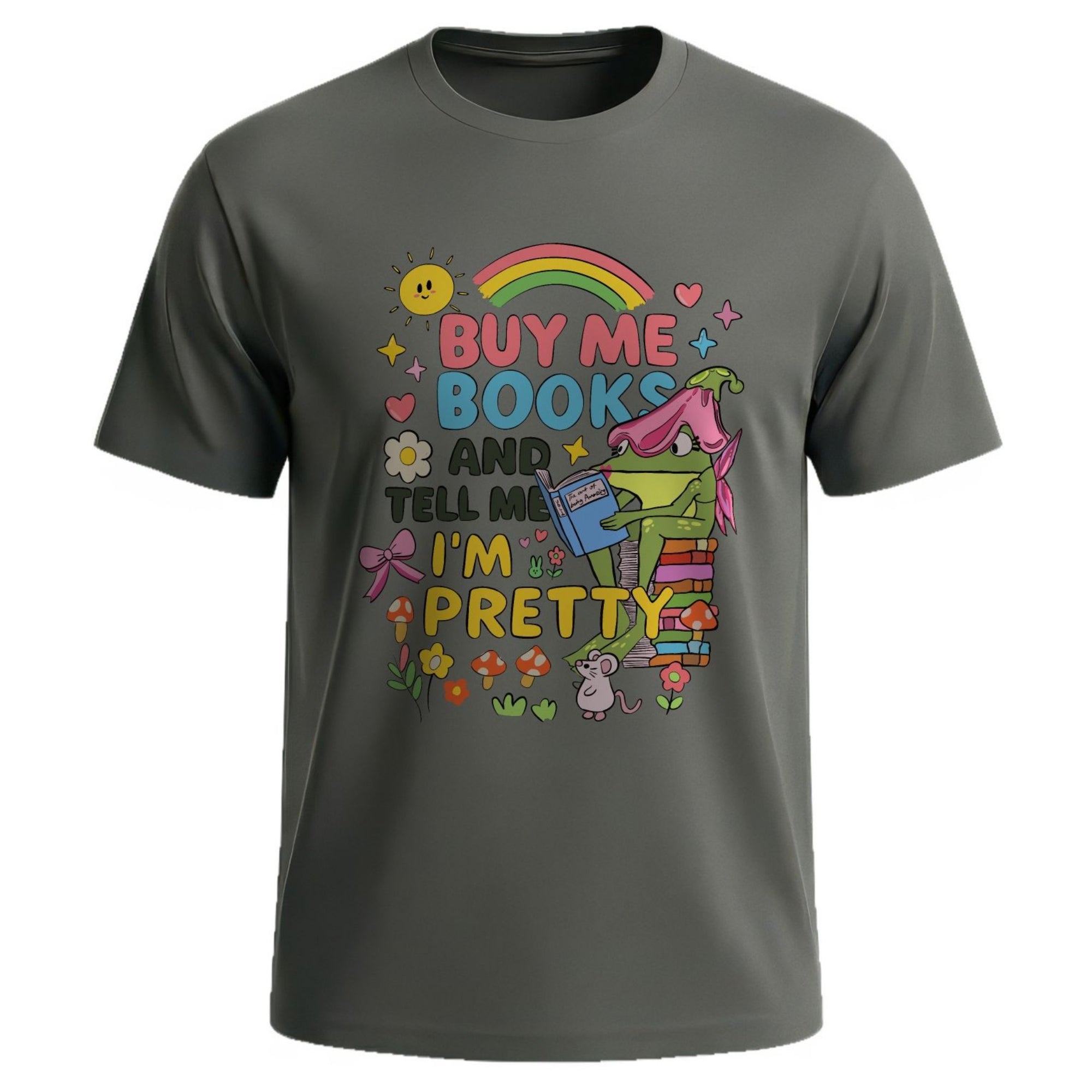 Buy Me Books & Tell Me I'm Pretty T-Shirt – Cute Cottagecore Frog Book Lover Gift