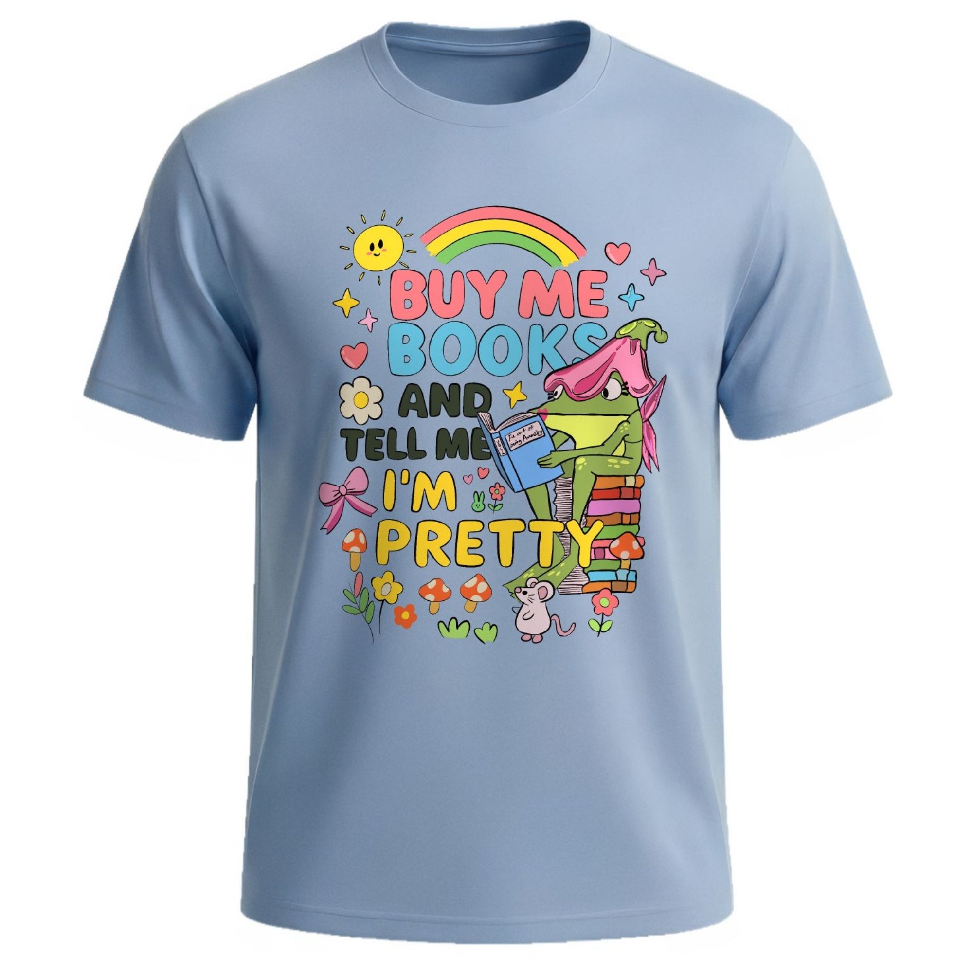 Buy Me Books & Tell Me I'm Pretty T-Shirt – Cute Cottagecore Frog Book Lover Gift