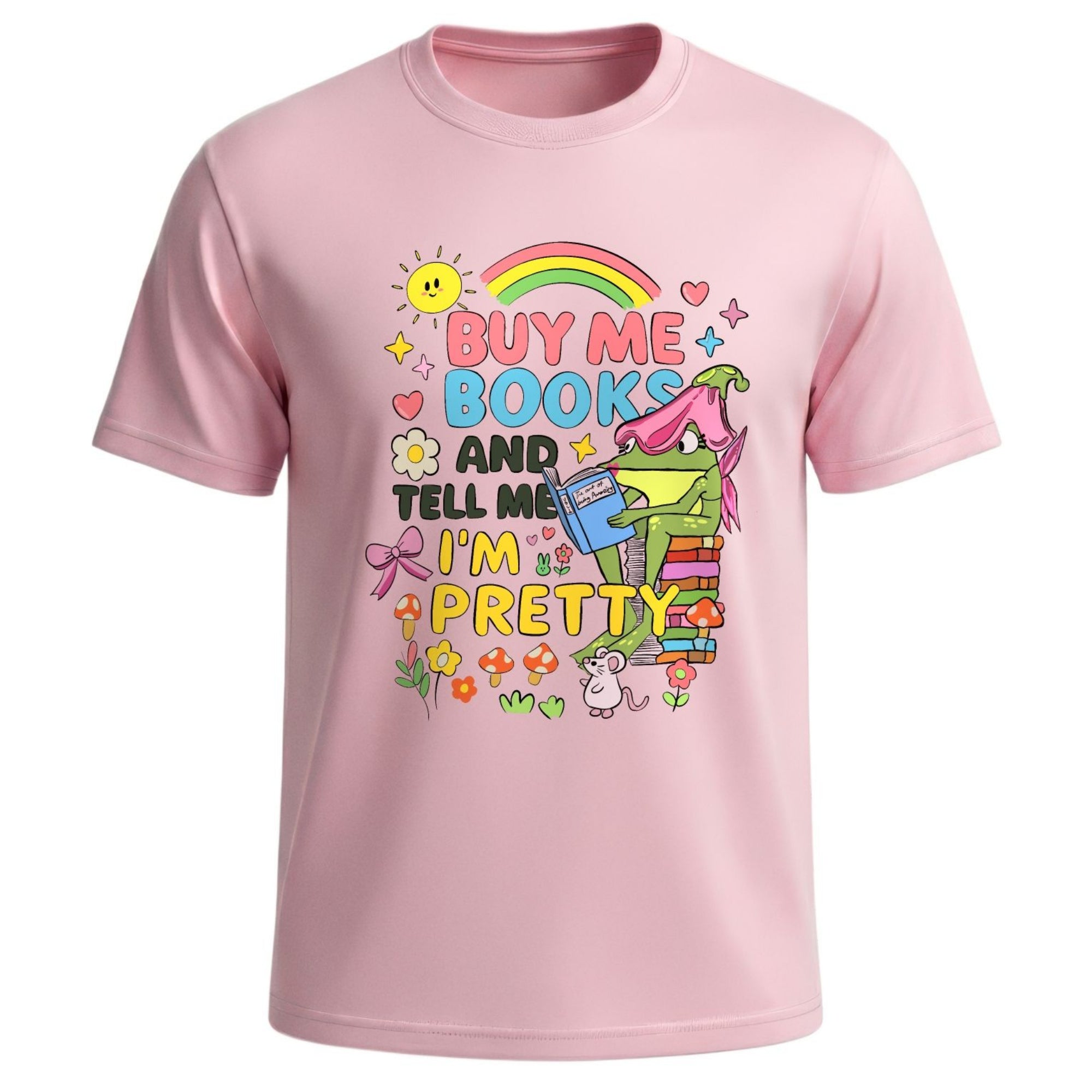 Buy Me Books & Tell Me I'm Pretty T-Shirt – Cute Cottagecore Frog Book Lover Gift