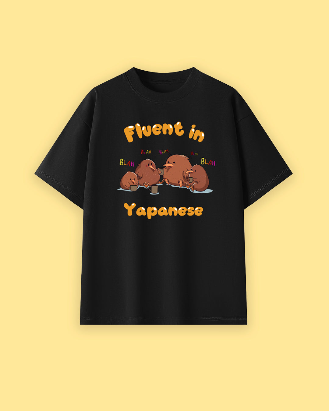 Fluent in Yapanese Oversized Drop Shoulder Premium Tee In Black