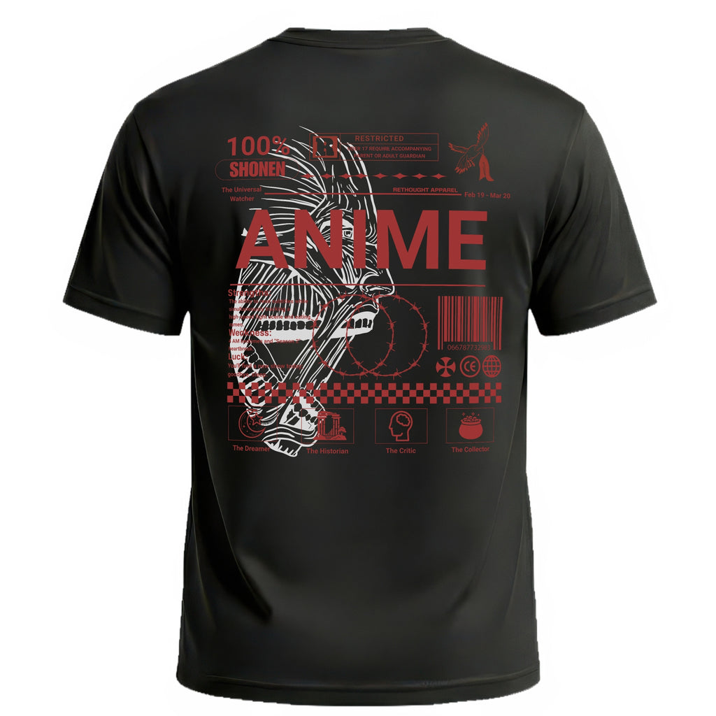Retro Colossal T-Shirt | Distressed Red & Black Anime Streetwear