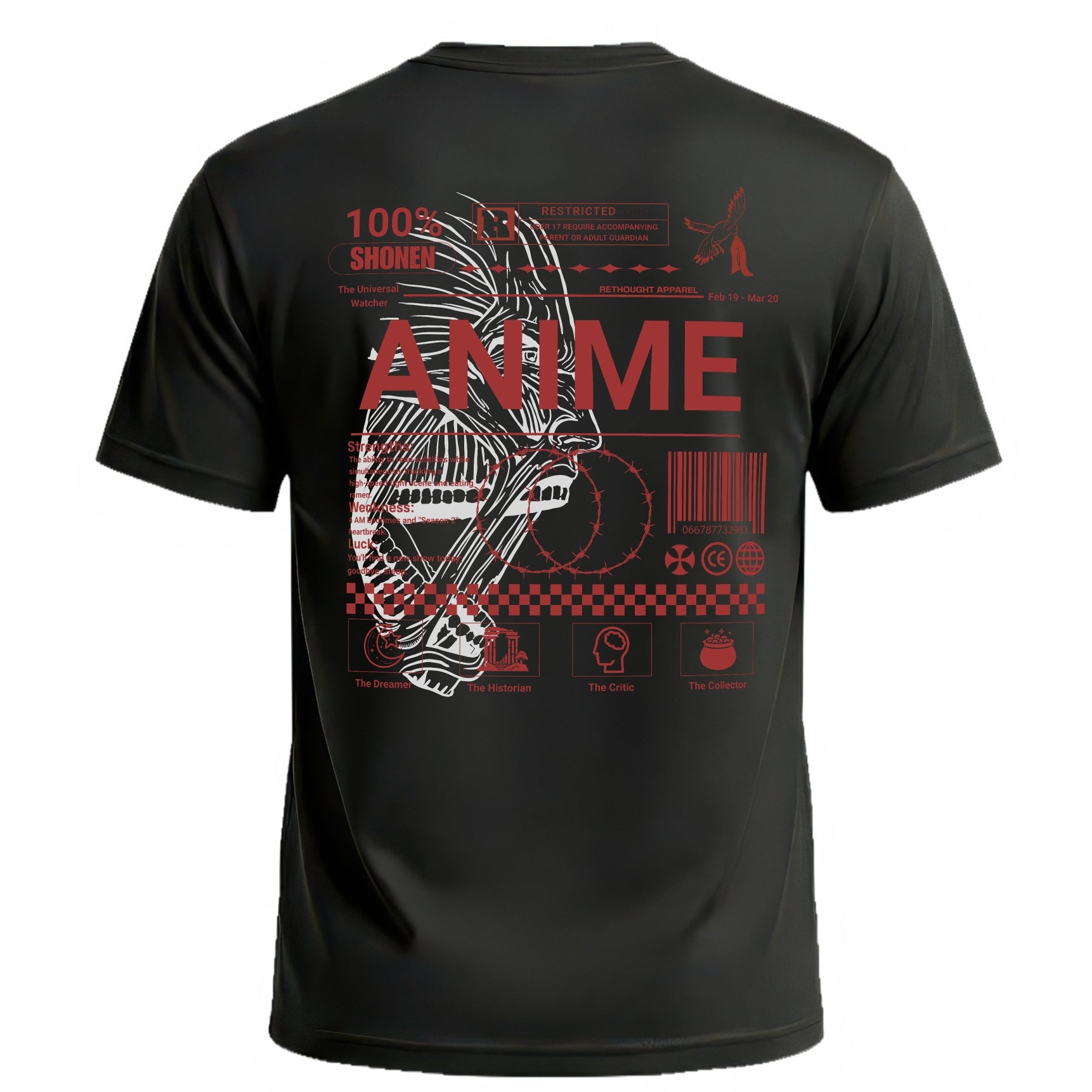 Retro Colossal T-Shirt | Distressed Red & Black Anime Streetwear