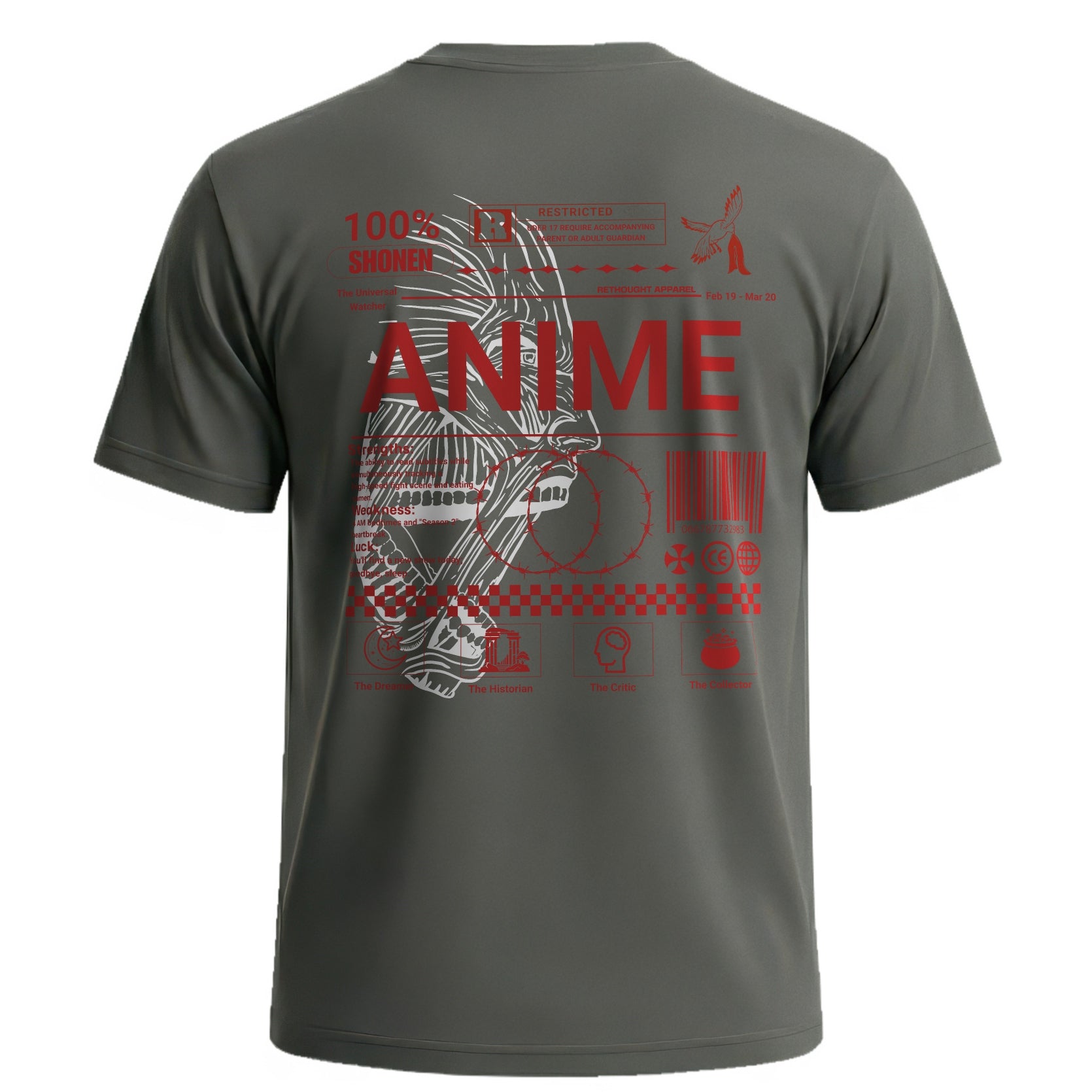 Retro Colossal T-Shirt | Distressed Red & Black Anime Streetwear