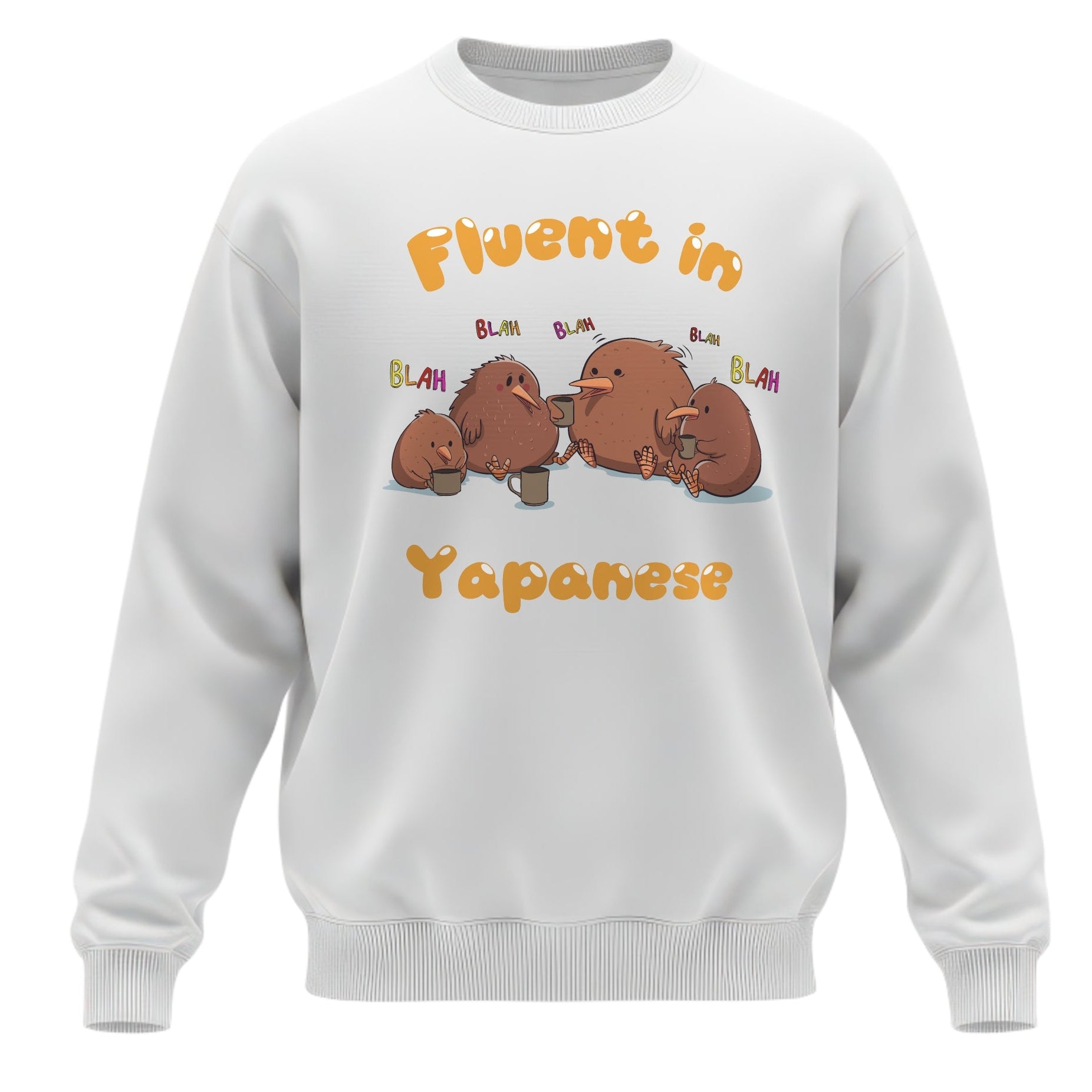 "Fluent in Yapanese" Funny Kiwi Bird Sweatshirt - Cute Animal Graphic Pullover