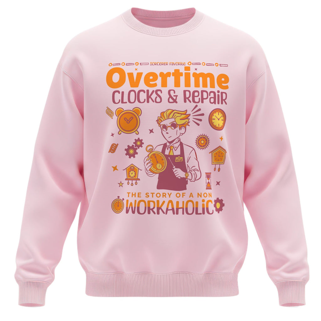 Nanami "Overtime Clocks & Repair" Anime Crewneck – Retro Sorcerer Aesthetic Sweatshirt
