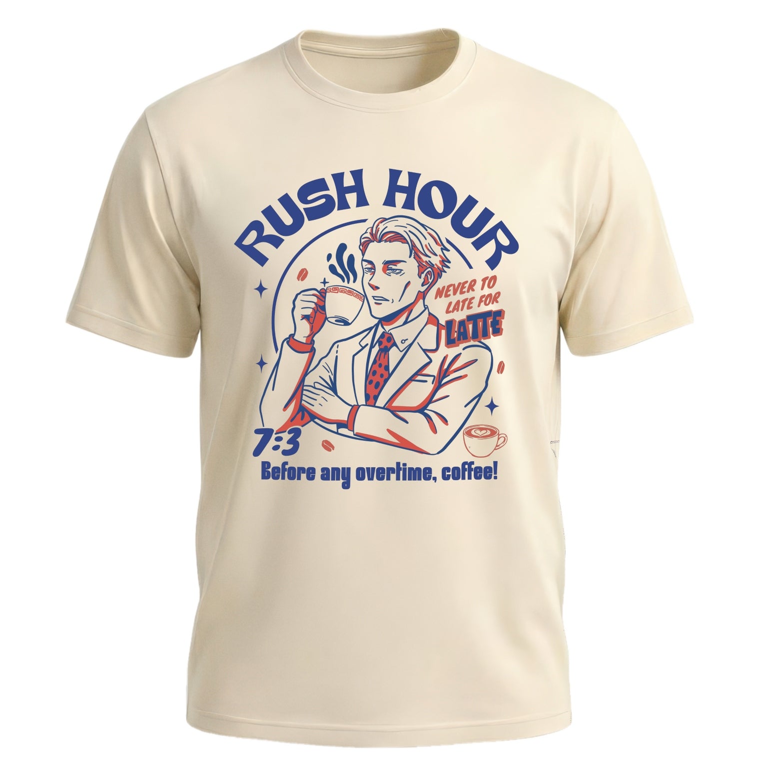 7:3 Salaryman Coffee Club T-Shirt | Retro "Rush Hour" Anime Graphic Tee