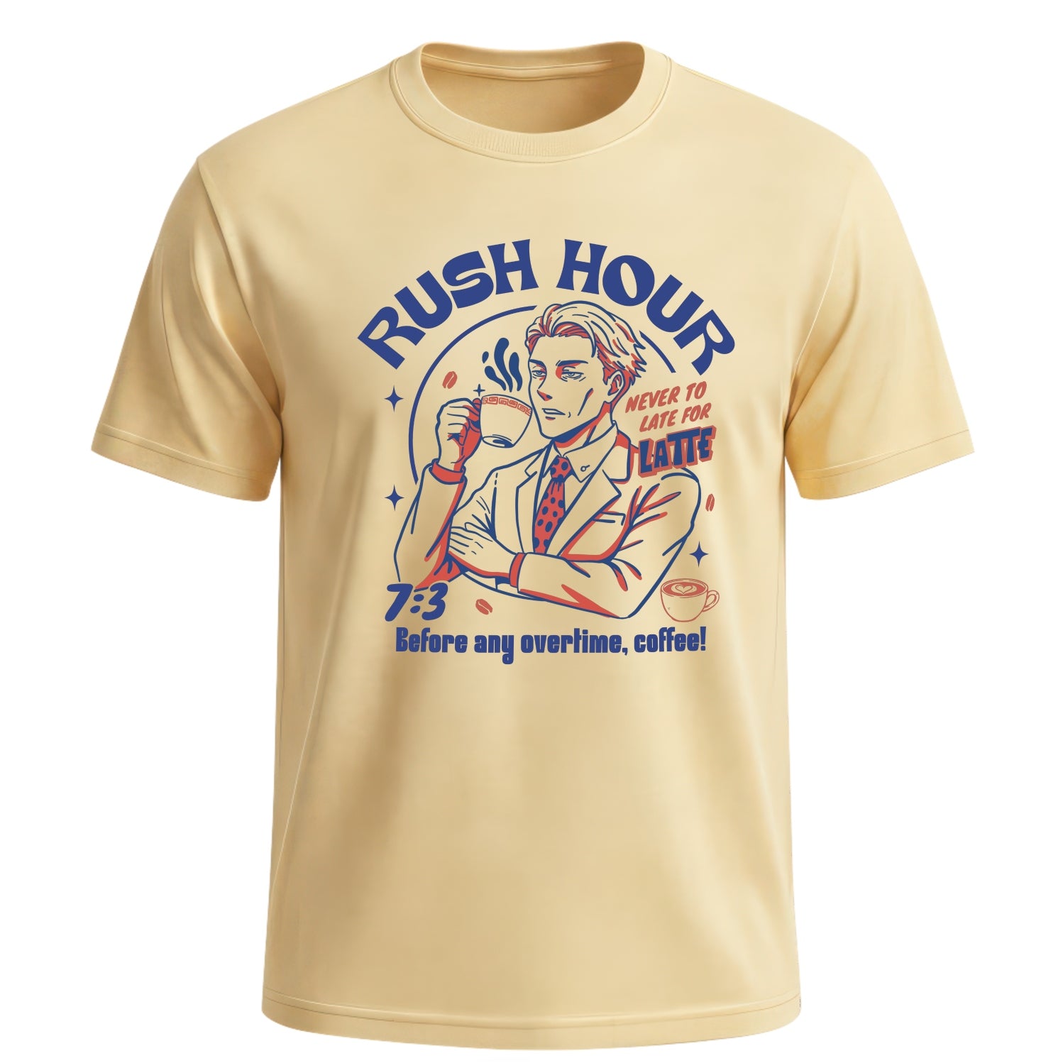 7:3 Salaryman Coffee Club T-Shirt | Retro "Rush Hour" Anime Graphic Tee