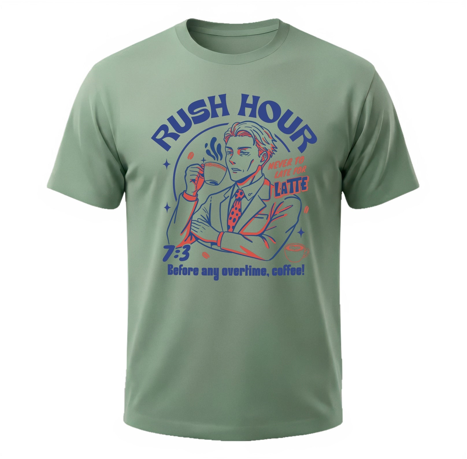 7:3 Salaryman Coffee Club T-Shirt | Retro "Rush Hour" Anime Graphic Tee
