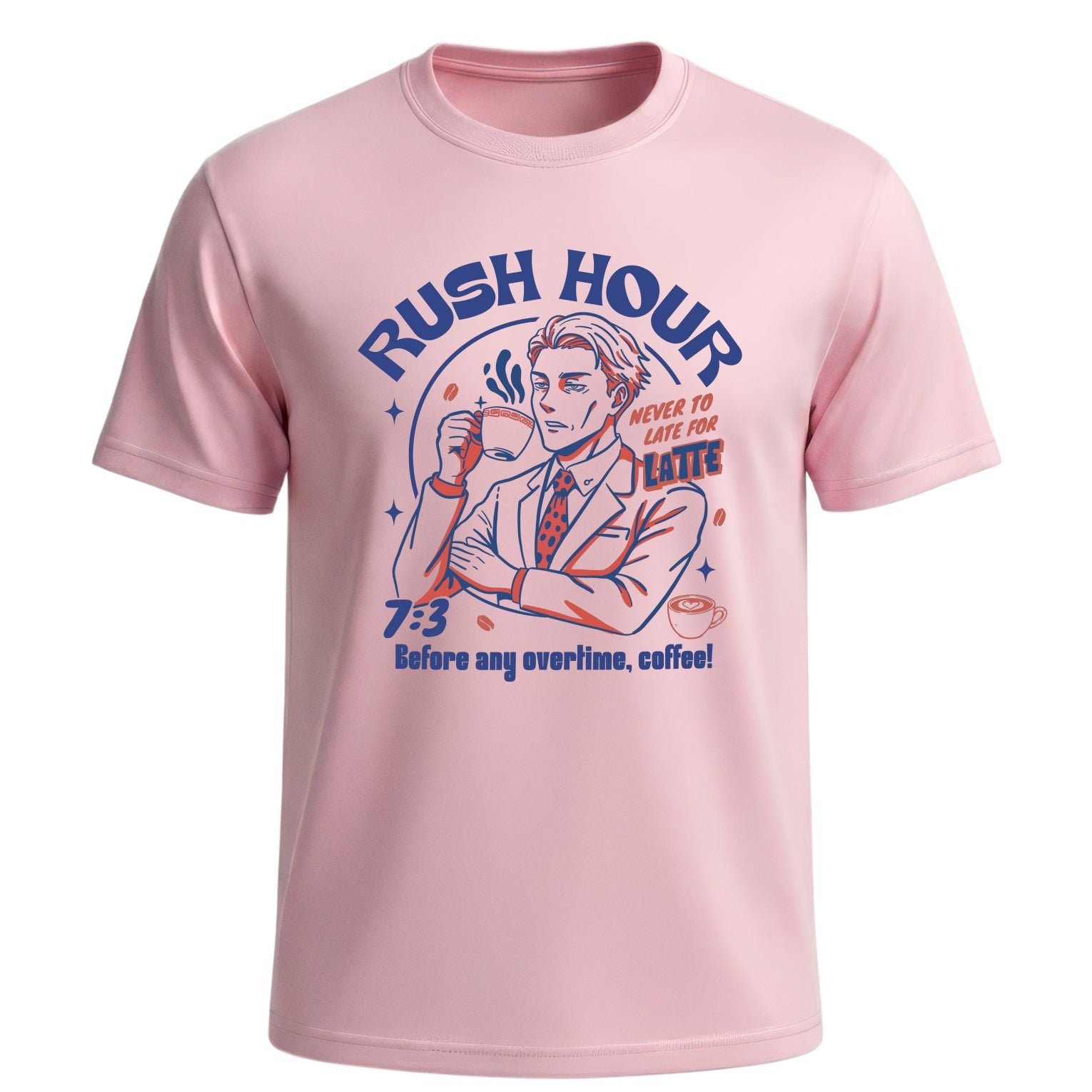7:3 Salaryman Coffee Club T-Shirt | Retro "Rush Hour" Anime Graphic Tee