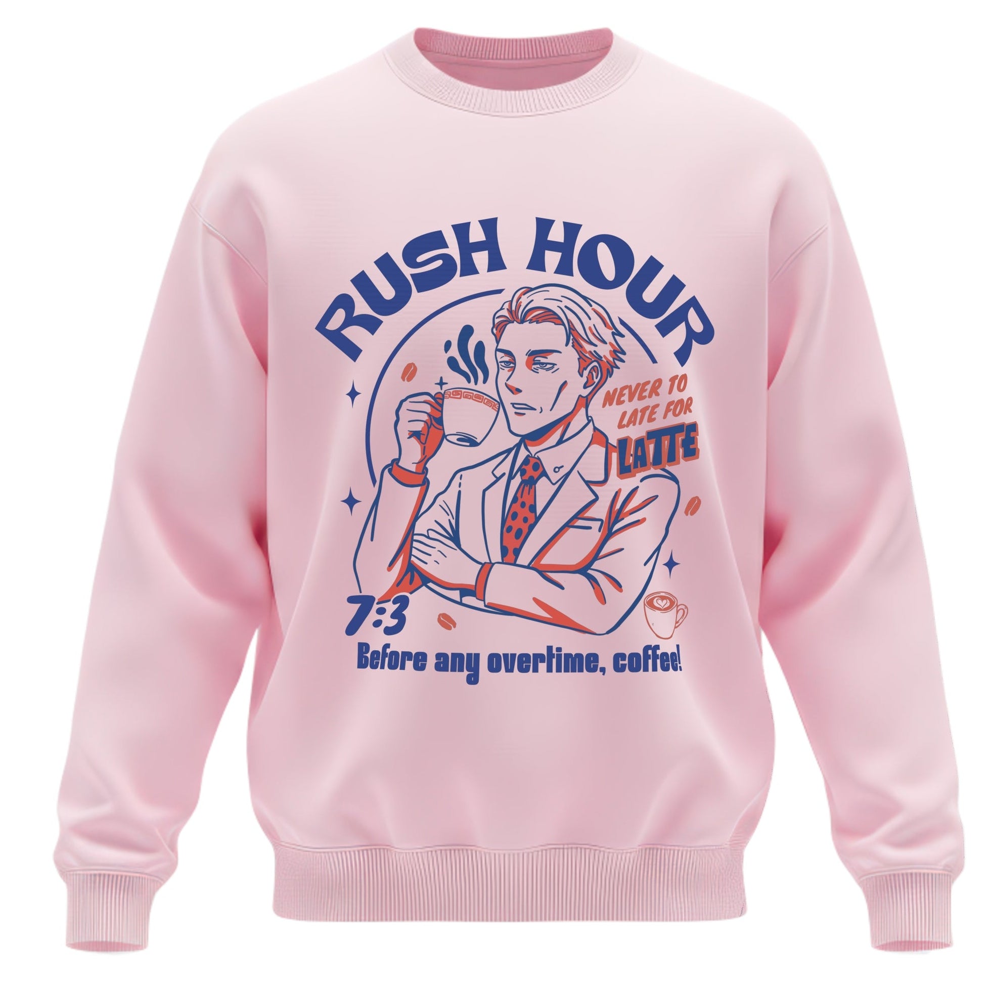 7:3 Salaryman Coffee Club Crewneck Sweatshirt | Retro "Rush Hour" Anime Pullover