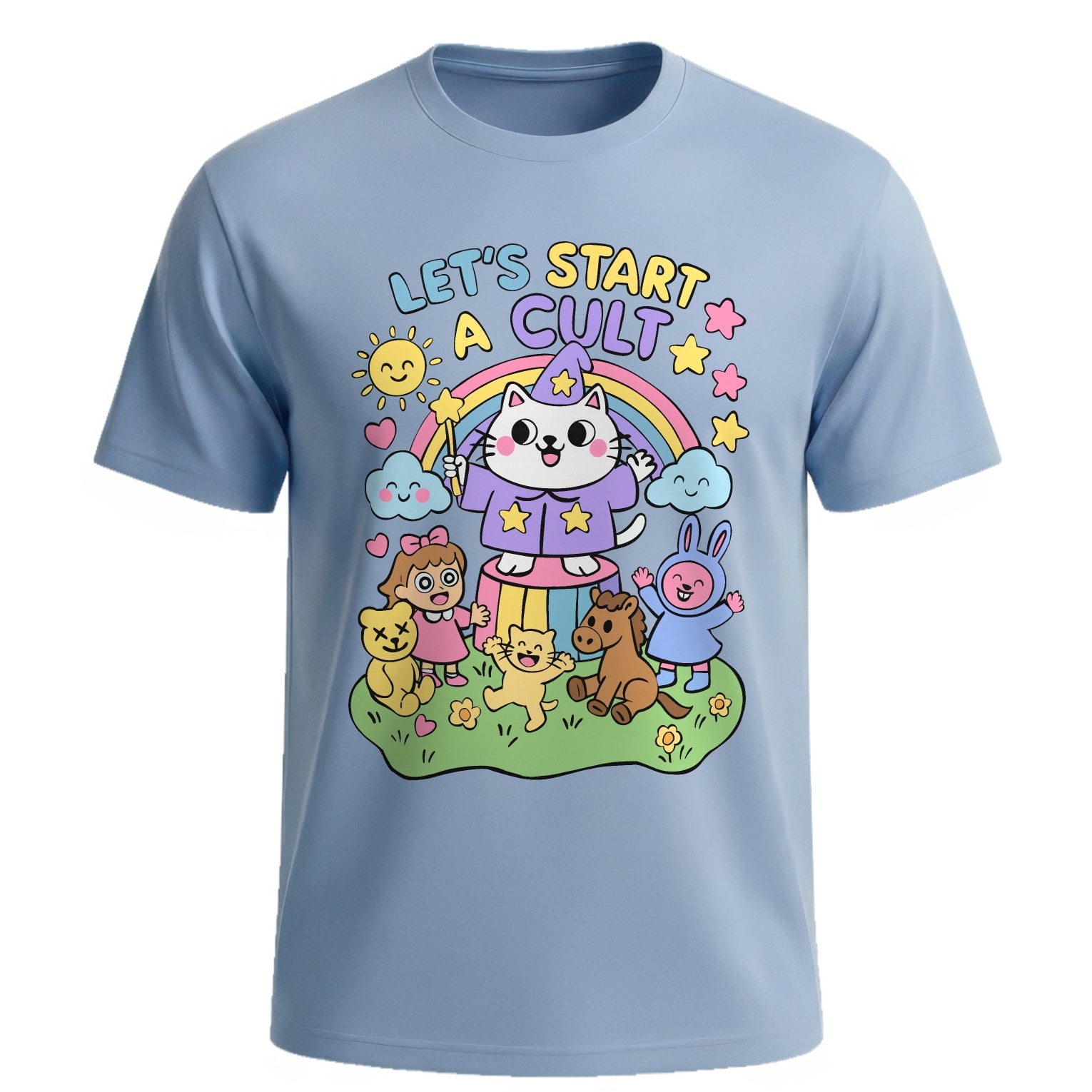 "Let's Start A Cult" Retro Pastel Graphic Tee | Cute Kawaii Streetwear