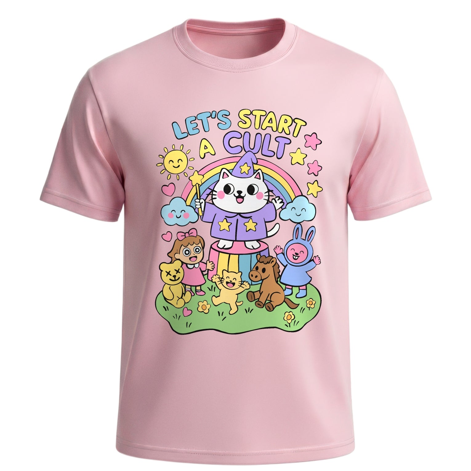"Let's Start A Cult" Retro Pastel Graphic Tee | Cute Kawaii Streetwear