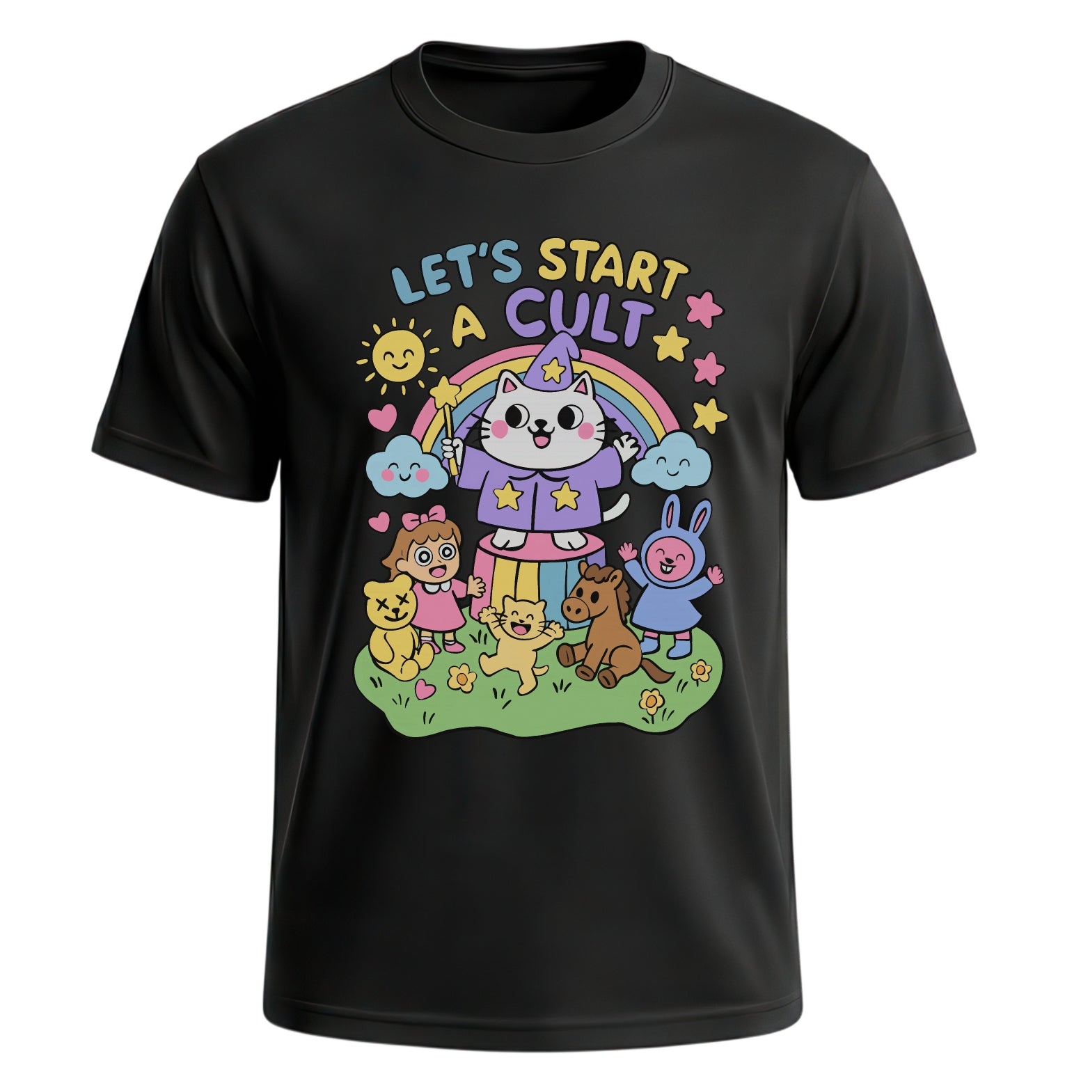 "Let's Start A Cult" Retro Pastel Graphic Tee | Cute Kawaii Streetwear