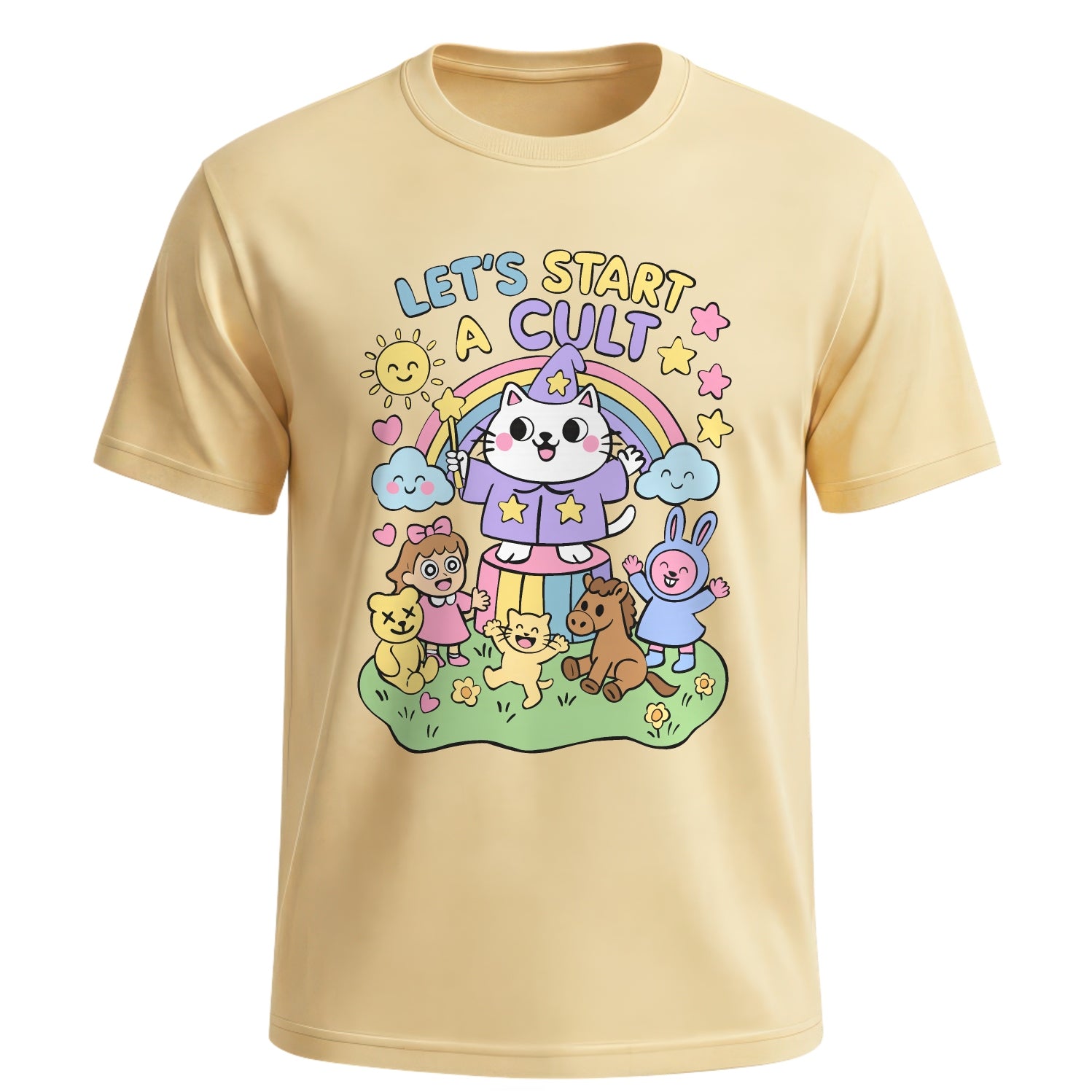 "Let's Start A Cult" Retro Pastel Graphic Tee | Cute Kawaii Streetwear