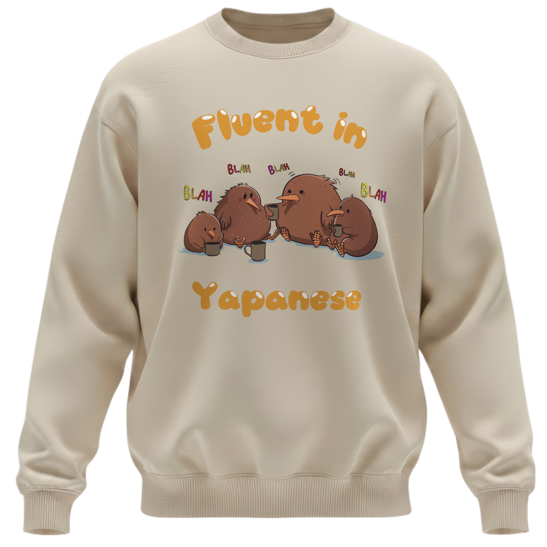 "Fluent in Yapanese" Funny Kiwi Bird Sweatshirt - Cute Animal Graphic Pullover
