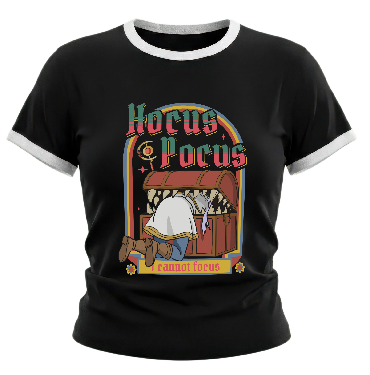 Hocus Pocus I Cannot Focus - Frieren Mimic Chest Ringer Tee
