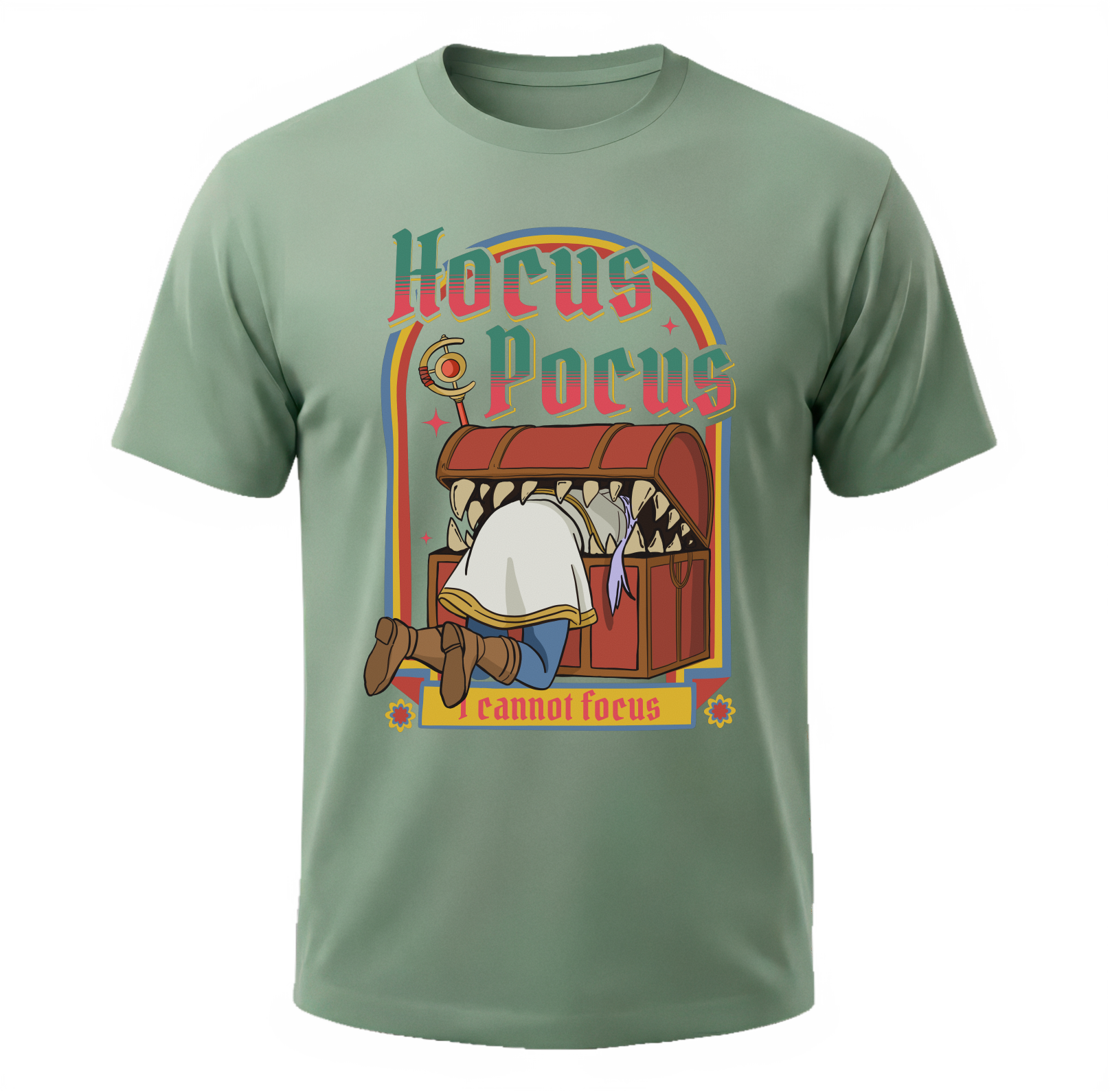 Hocus Pocus I Cannot Focus - Frieren Mimic Chest Comfort Colors® Tee